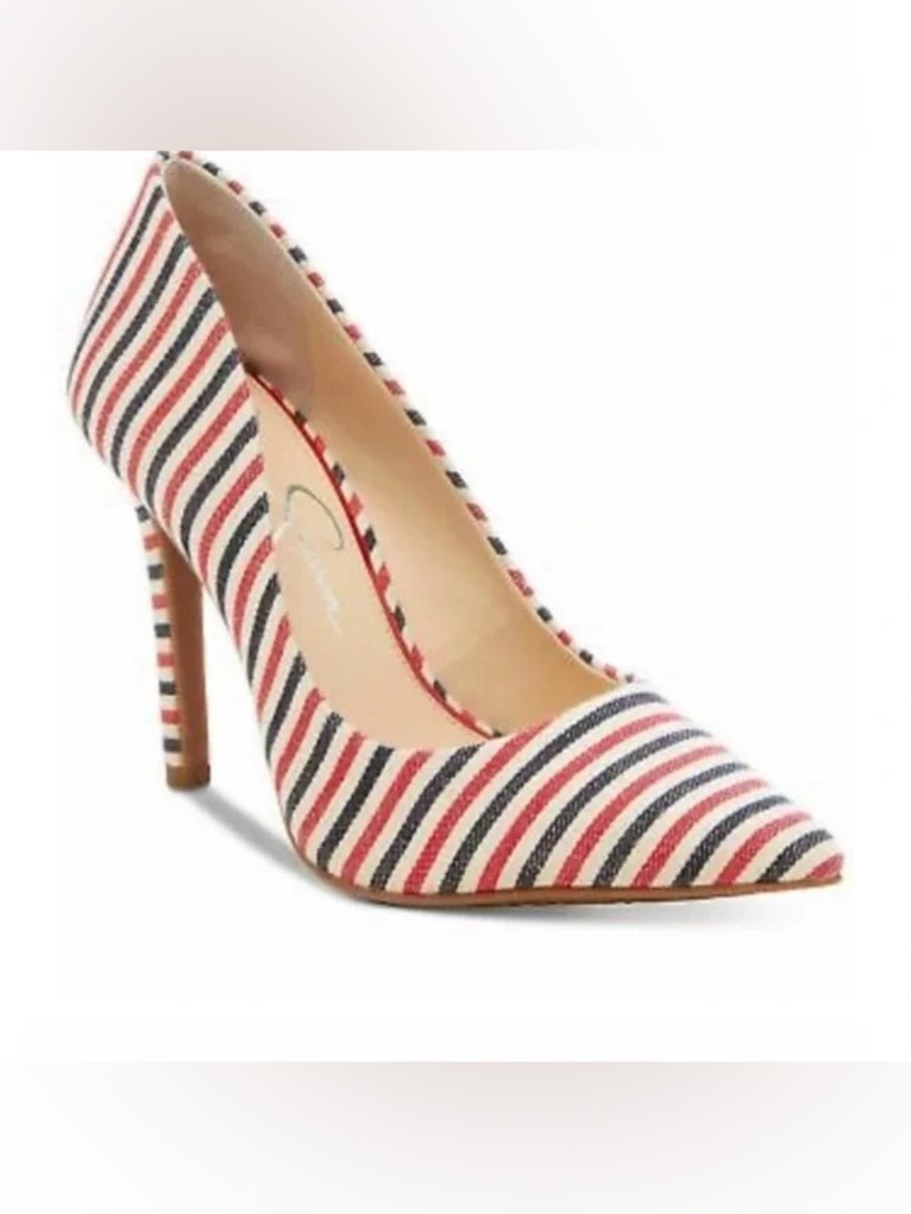 Jessica Simpson Red, navy & White Striped Pointed-Toe Stiletto